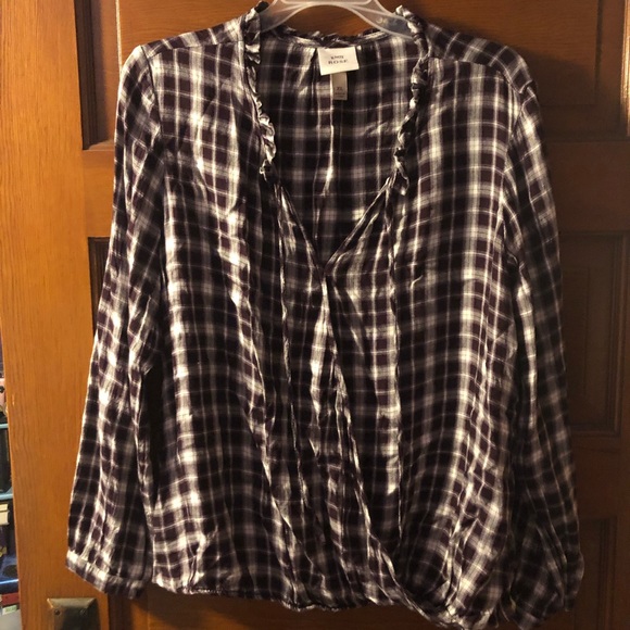 Dark Purple Plaid Blouse - Picture 1 of 2